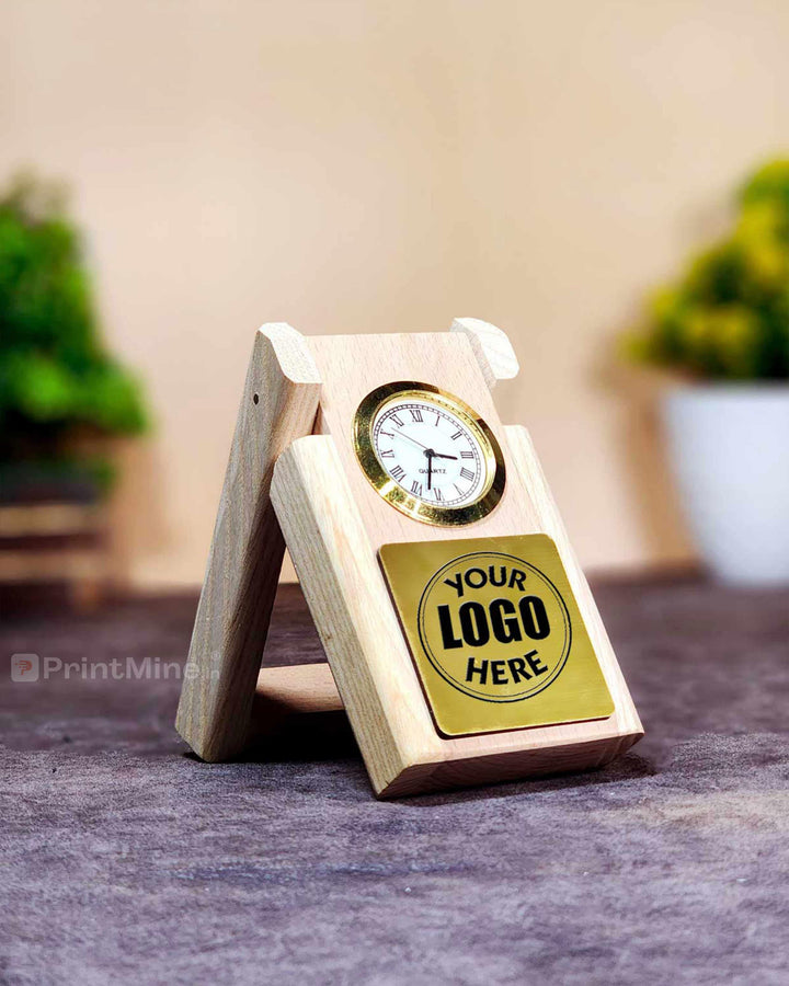 Small wooden pen stand with watch - PrintMine Main