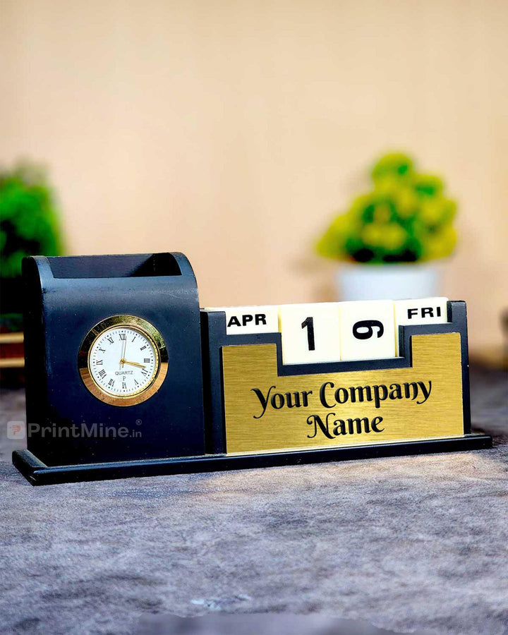 Matte Black Mobile Stand, Pen Stand with Watch - PrintMine Main