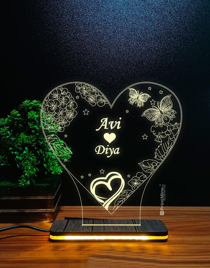 Personalized Designer Shape Couple Name Illusion Lamp - PrintMine Main