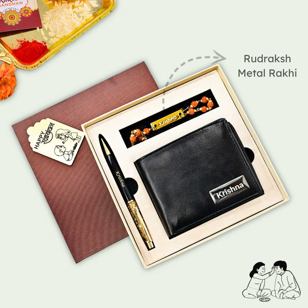 Wallet Rakhi Combo | Pen, Wallet & Rakhi with Your Name | Perfect Rakhi Gift