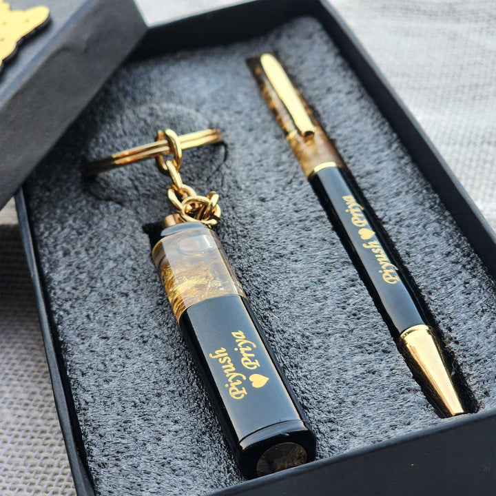 Personalized Golden Pen and Keychain Set | Best Birthday Anniversary Gift - PrintMine.in