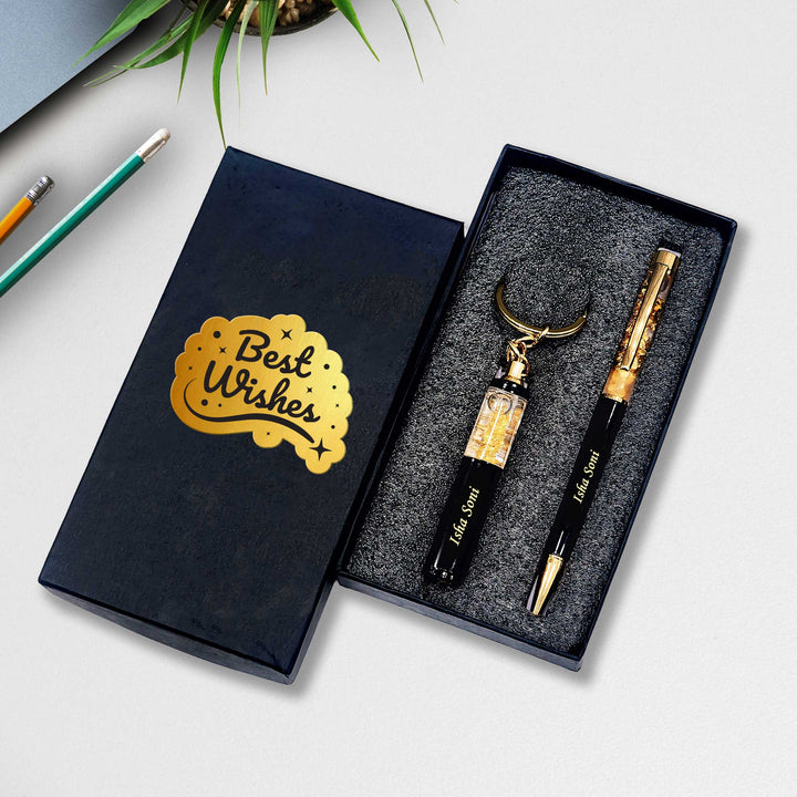 Personalized Golden Pen and Keychain Set | Best Birthday Anniversary Gift - PrintMine.in